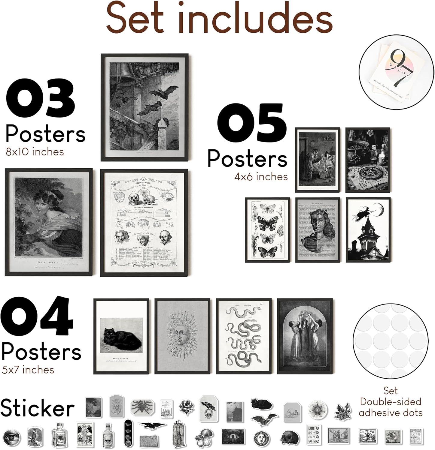 97 Decor Witchy Wall Decor  Witch Wall Art Vintage Halloween Wall Art Prints Moody Witchy Room Decor Spooky Decor Aesthetic Witch Poster For Home Bedroom Living Room Decoration 8x10 Unframed