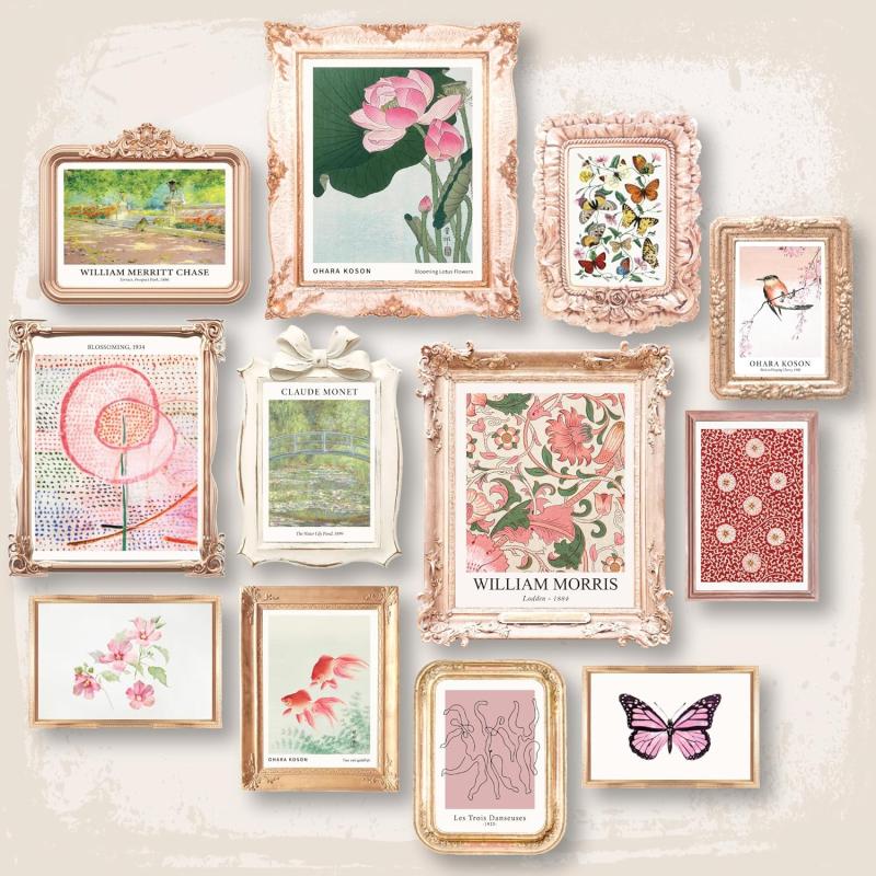97 Decor Pink Coquette Room Decor Aesthetic  Eclectic Wall Art Vintage Coquette Decor Green and Pink Eclectic Decor Coquette Posters Maximalist Gallery Wall Prints for Home Bedroom UnframedCoquette