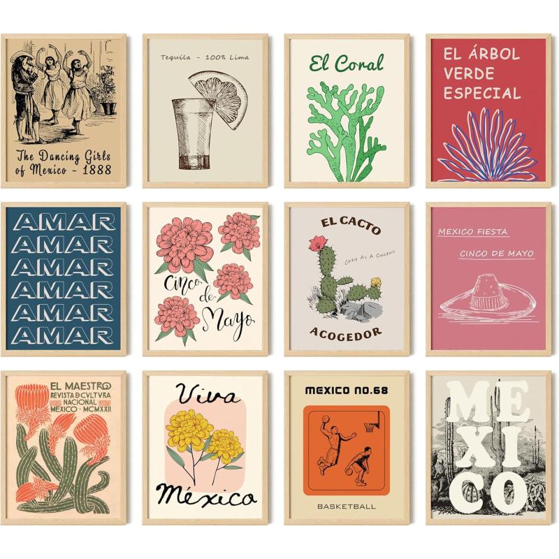 97 Decor Vintage Botanical Wall Art  Antique Botanical Prints Rustic Floral Wall Art Flower Art Wall Decor Wildflower Posters Botany Pictures for Home Bedroom Decorations 8x10 UNFRAMEDVintage Mexican