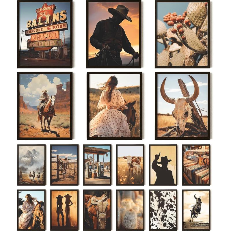 97 Decor Western Room Decor for Bedroom  Western Wall Decor Western Wall Art Prints Western Pictures Wall Decor Antique Cowboy Decor for Home Vintage Cowgirl Poster for Living Room UNFRAMED