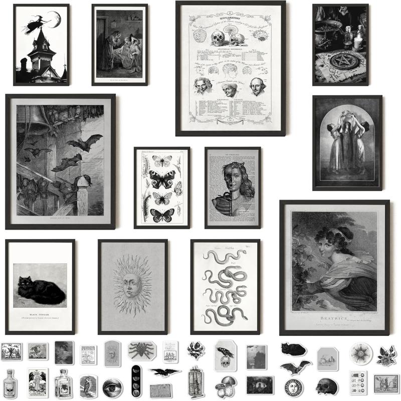 97 Decor Witchy Wall Decor  Witch Wall Art Vintage Halloween Wall Art Prints Moody Witchy Room Decor Spooky Decor Aesthetic Witch Poster For Home Bedroom Living Room Decoration 8x10 Unframed
