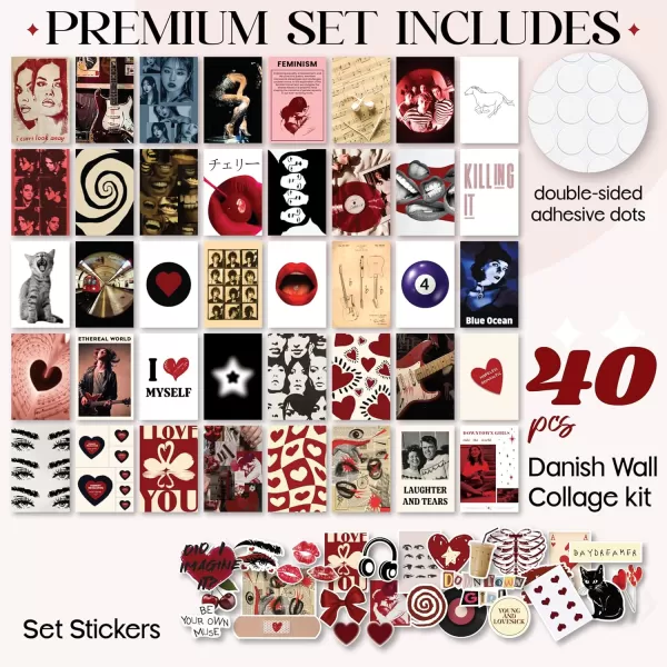 97 Decor Downtown Girl Room Decor Posters  40 Pcs Downtown Girl Aesthetic Wall Collage Kit Retro Y2k Room Decor Dark Red Coquette Art Prints Mini Posters for Teen Girl Dorm Bedroom 4x6Downtown girl