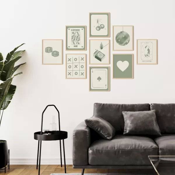 97 Decor Green Lucky Poster  Playing Card Wall Art Poker Room Decor Green Trendy Wall Art Funky Posters Aesthetic Pictures Retro Ace Prints Queen of Hearts Decor for Bedroom 8x10 UNFRAMEDGreen Lucky 2