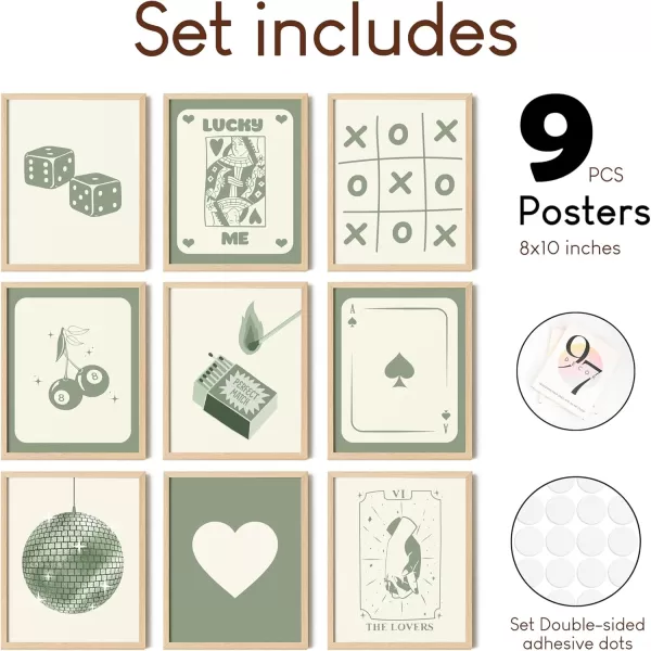 97 Decor Green Lucky Poster  Playing Card Wall Art Poker Room Decor Green Trendy Wall Art Funky Posters Aesthetic Pictures Retro Ace Prints Queen of Hearts Decor for Bedroom 8x10 UNFRAMEDGreen Lucky 2