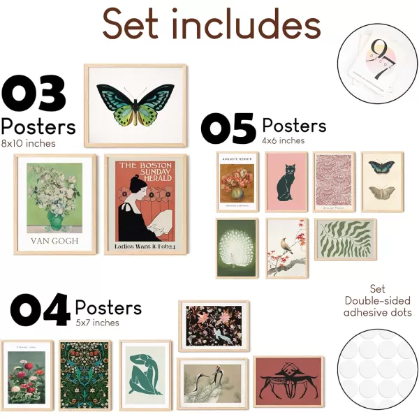 97 Decor Vintage Eclectic Home Decor  Boho Gallery Wall Art Prints Set Cute Dorm Posters For Room Aesthetic Pictures Earthy Boho Wall Decor For Teen Girl Bedroom Apartment Decoration Unframed