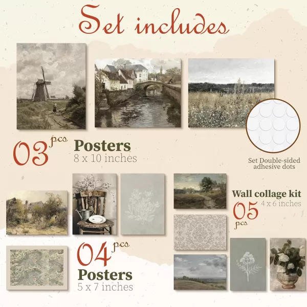 97 Decor Vintage Farmhouse Wall Art  Vintage Posters for Room Aesthetic French Country Farmhouse Decor Rustic Farmhouse Pictures Vintage Art Prints Landscape Wall Art for Bedroom 8x10 Unframed