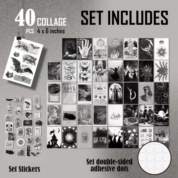 97 Decor Witchy Decor Aesthetic  40 Pcs Gothic Wall Decor Halloween Witch Wall Decor Dark Witchy Art Prints Goth Room Decor Gothic Wall Collage Wiccan Spooky Home Decor for Bedroom 4quotx6quot