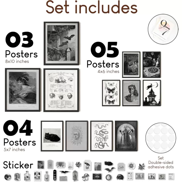 97 Decor Witchy Wall Decor  Witch Wall Art Vintage Halloween Wall Art Prints Moody Witchy Room Decor Spooky Decor Aesthetic Witch Poster For Home Bedroom Living Room Decoration 8x10 Unframed