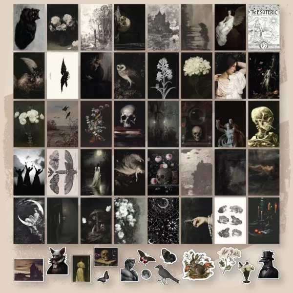 97 Decor Vintage Gothic Decor for Home  40 Pcs Gothic Wall Art Goth Posters Moody Goth Room Decor Aesthetic Pictures Creepy Spooky Wall Collage Kit Dark Academia Prints for Dorm Bedroom 4quotx6quot