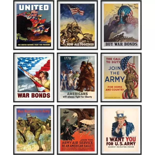 97 Decor Vintage WW2 Poster  Us History Posters for Classroom Decorations World War 2 Propaganda Pictures World War II Army Art Prints WW2 Memorabilia Military Wall Decor for Men 8x10 Unframed