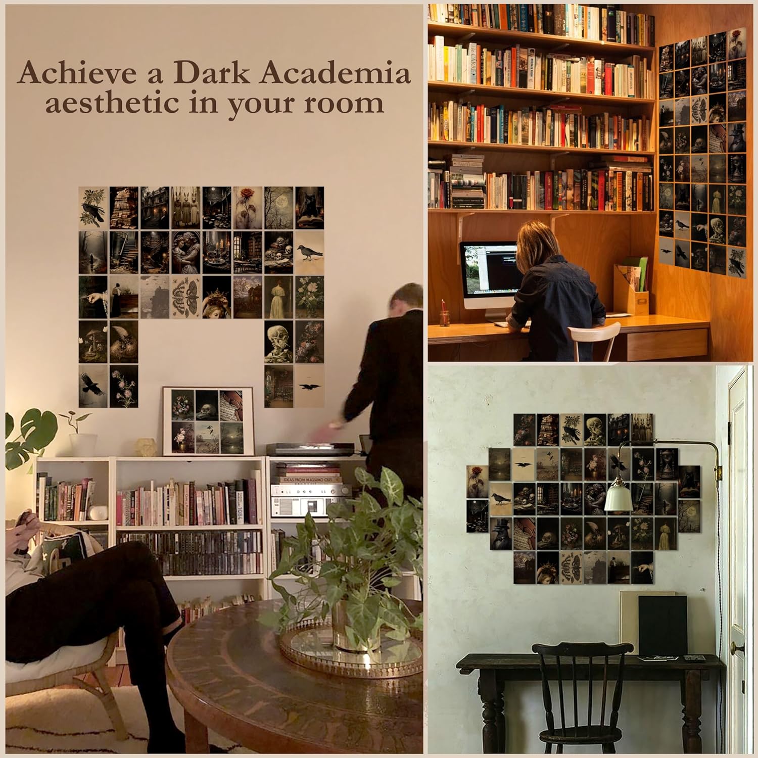 97 Decor Moody Dark Academia Decor  40Pcs Victorian Gothic Decor for Home Vintage Dark Academia Wall Art Prints Witchy Goth Wall Collage Kit 4x6