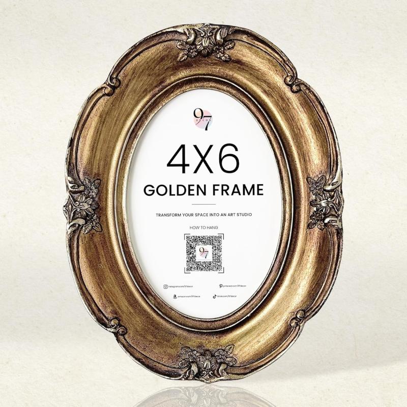 97 Decor 4x6 Vintage Picture Frame  Ornate Gold Frame 4x6 Antique Photo Frame 4x6 Rustic Small Frame Retro Decorative Wall Hanging For Home