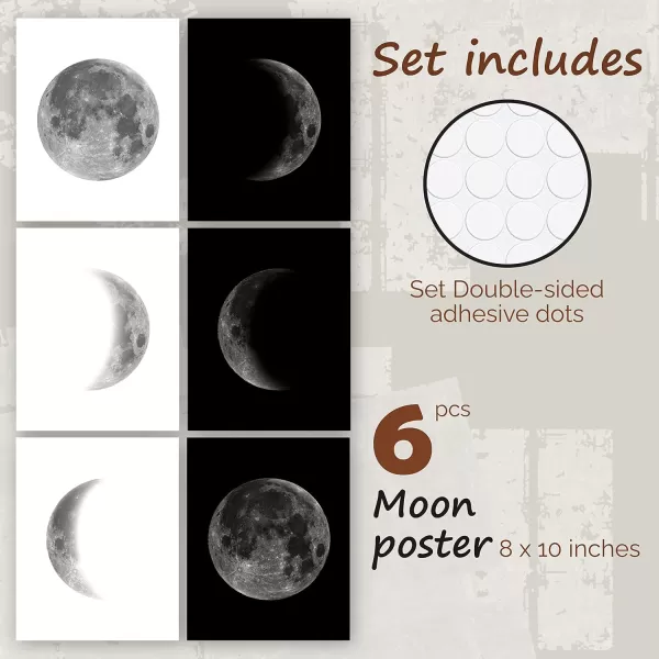 97 DECOR Moon Poster  Moon Wall Art Phases Of The Moon Wall Decor Moon Phase Picture Moon Cycle Art Prints Vintage Black and White Night Moon Phases Posters for Bedroom Decoration 8x10 UNFRAMED