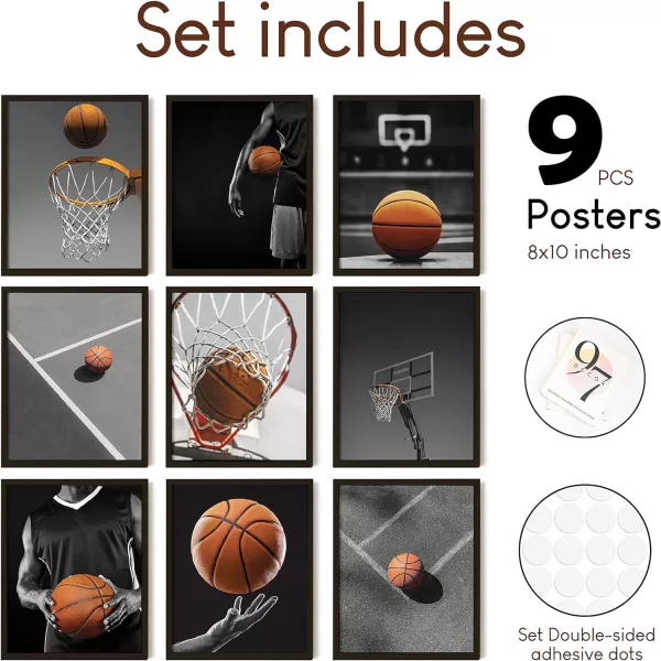 97 Decor Basketball Posters for Boys Bedroom  Basketball Room Decor for Boys Teen Black And White Sport Wall Art Prints Basketball Hoop Photos Pictures for Home Office Decorations 8x10 UNFRAMED