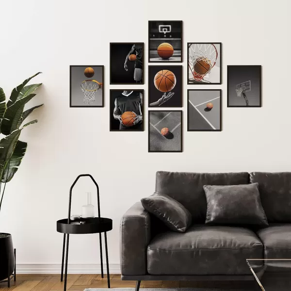 97 Decor Basketball Posters for Boys Bedroom  Basketball Room Decor for Boys Teen Black And White Sport Wall Art Prints Basketball Hoop Photos Pictures for Home Office Decorations 8x10 UNFRAMED