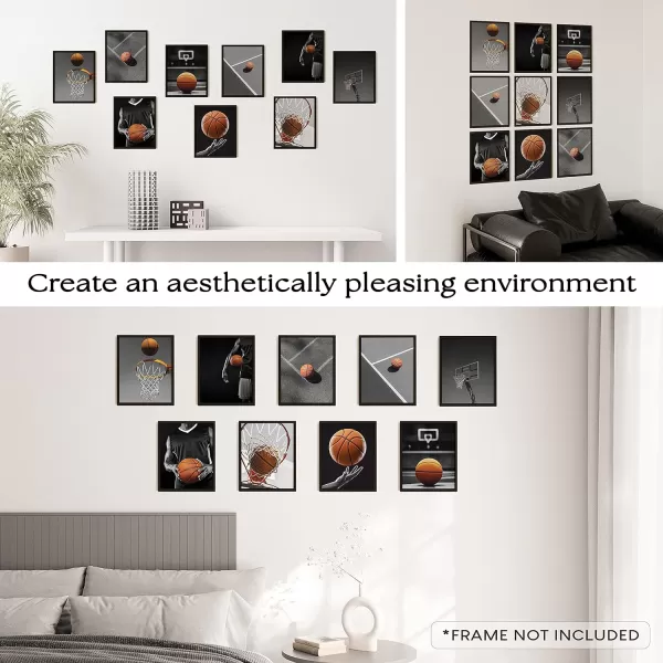 97 Decor Basketball Posters for Boys Bedroom  Basketball Room Decor for Boys Teen Black And White Sport Wall Art Prints Basketball Hoop Photos Pictures for Home Office Decorations 8x10 UNFRAMED