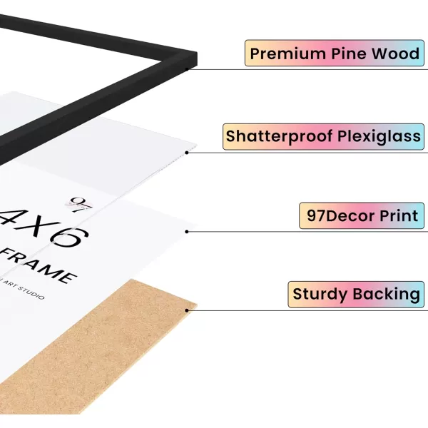 97 Decor Black Picture Frame 4x6  Photo Frame 4x6 4 By 6 Black Wooden Poster Frame With Plexiglass 4x6 Frame For Pictures