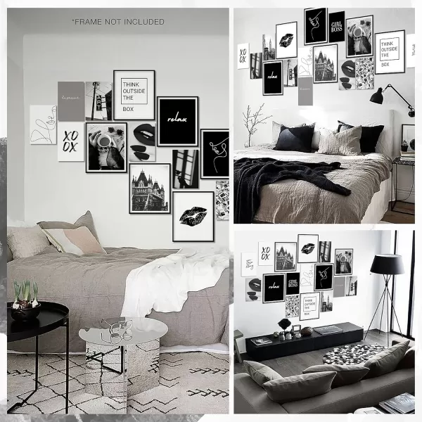 97 Decor Black and White Posters for Room Aesthetic  Black and White Wall Decor Black and White Room Decor for Teen Girls Boy Play Bunny Art Prints Photo Picture Bedroom Decoration 8x10 UNFRAMED