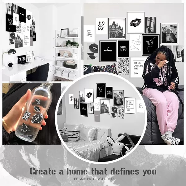 97 Decor Black and White Posters for Room Aesthetic  Black and White Wall Decor Black and White Room Decor for Teen Girls Boy Play Bunny Art Prints Photo Picture Bedroom Decoration 8x10 UNFRAMED