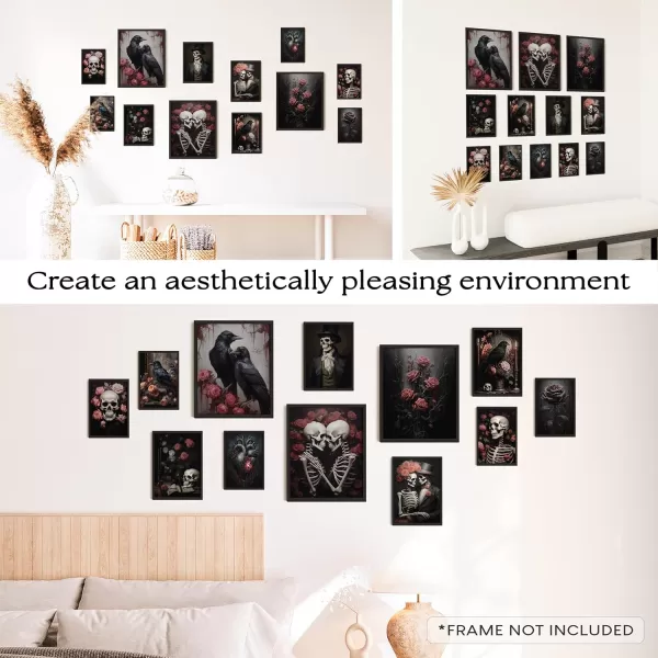 97 Decor Romantic Gothic Wall Art  Goth Wall Decor Floral Gothic Decor For Bedroom Goth Wall Art Prints Dark Raven Skull Poster Moody Halloween Decor Aesthetic Picture for Home 8x10 Unframed
