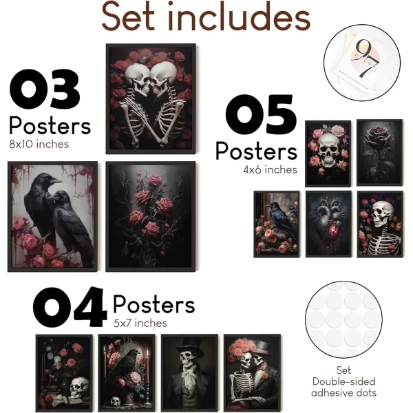 97 Decor Romantic Gothic Wall Art  Goth Wall Decor Floral Gothic Decor For Bedroom Goth Wall Art Prints Dark Raven Skull Poster Moody Halloween Decor Aesthetic Picture for Home 8x10 Unframed