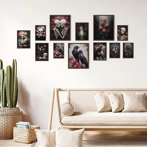 97 Decor Romantic Gothic Wall Art  Goth Wall Decor Floral Gothic Decor For Bedroom Goth Wall Art Prints Dark Raven Skull Poster Moody Halloween Decor Aesthetic Picture for Home 8x10 Unframed