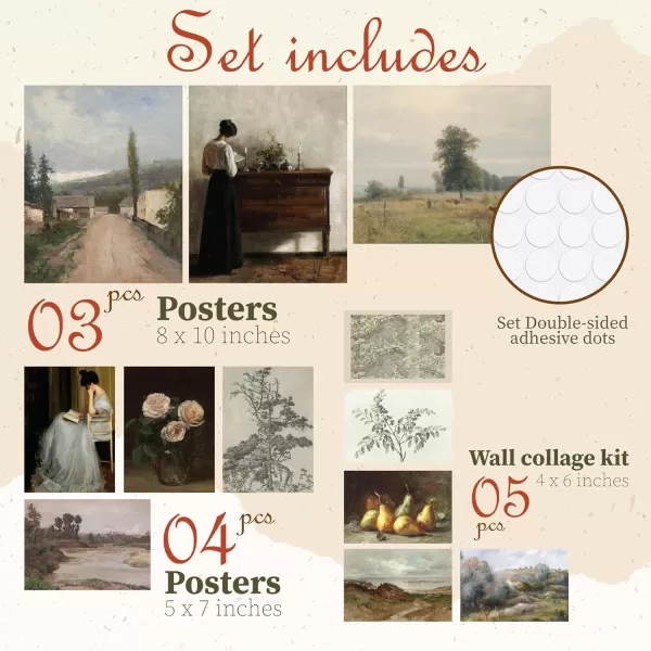 97 Decor Vintage Wall Art Prints  French Antique Decor Vintage Pictures Wall Decor Moody Gallery Wall Art Landscape Vintage Paintings Farmhouse Antique Posters for Home Bedroom 8x10 Unframed