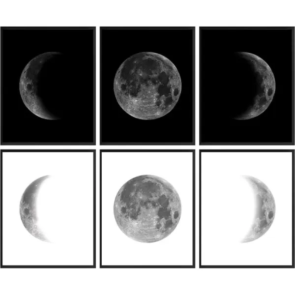 97 DECOR Moon Poster  Moon Wall Art Phases Of The Moon Wall Decor Moon Phase Picture Moon Cycle Art Prints Vintage Black and White Night Moon Phases Posters for Bedroom Decoration 8x10 UNFRAMED