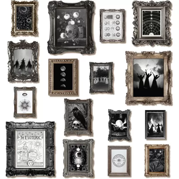 97 Decor 16 pcs Witchy Home Decor Aesthetic  Dark Witch Wall Decor Vintage Gothic Decor for Bedroom Moody Goth Room Decor Witchy Aesthetic Picture Spooky Posters Halloween Wall Art Print 8x10 Unframed