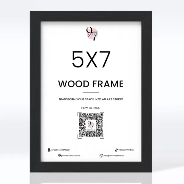 97 Decor 5x7 Black Picture Frame  5x7 Black Frame With Plexiglass Decorative 5 X 7 Photo Frame Black For Wall Hanging Natural Wood Black Poster Frame