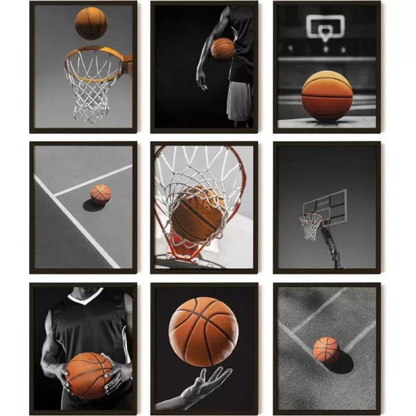 97 Decor Basketball Posters for Boys Bedroom  Basketball Room Decor for Boys Teen Black And White Sport Wall Art Prints Basketball Hoop Photos Pictures for Home Office Decorations 8x10 UNFRAMED