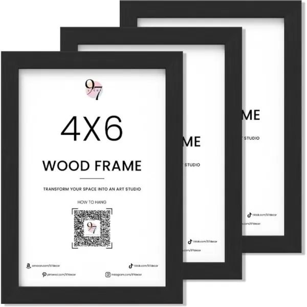 97 Decor Black Picture Frames 4x6  Black 4x6 Wood Picture Frame Set Photo Frame 4x6 With Plexiglass 4x6 Frames For Pictures Decorative Wall Hanging 3 Pack