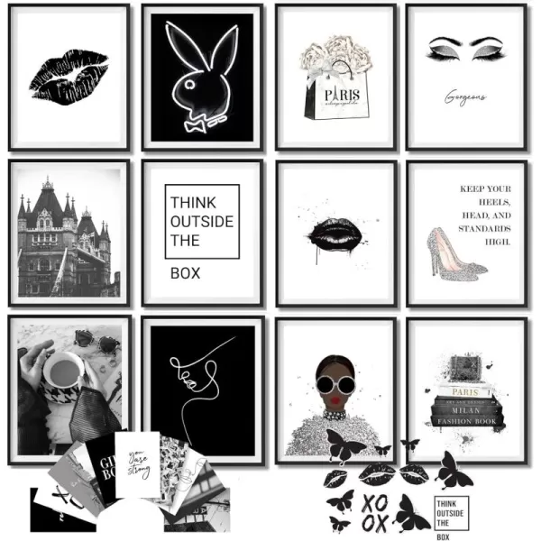97 Decor Black and White Posters for Room Aesthetic  Black and White Wall Decor Black and White Room Decor for Teen Girls Boy Play Bunny Art Prints Photo Picture Bedroom Decoration 8x10 UNFRAMED
