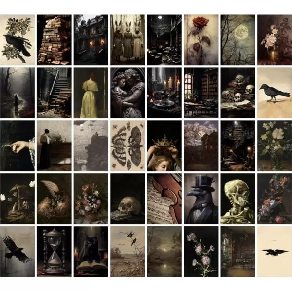 97 Decor Moody Dark Academia Decor  40Pcs Victorian Gothic Decor for Home Vintage Dark Academia Wall Art Prints Witchy Goth Wall Collage Kit 4x6