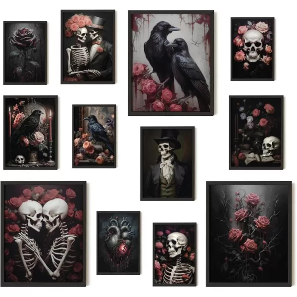 97 Decor Romantic Gothic Wall Art  Goth Wall Decor Floral Gothic Decor For Bedroom Goth Wall Art Prints Dark Raven Skull Poster Moody Halloween Decor Aesthetic Picture for Home 8x10 Unframed