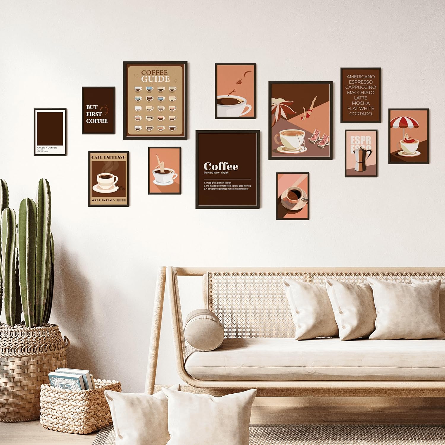97 Decor Coffee Wall Art  Modern Coffee Bar Decor Vintage Coffee Print Brown Retro Coffee Shop Decor Cute Coffee Bar Cart Posters Drink Pictures for Kitchen Cafe Shop Decorations 8x10 Unframed