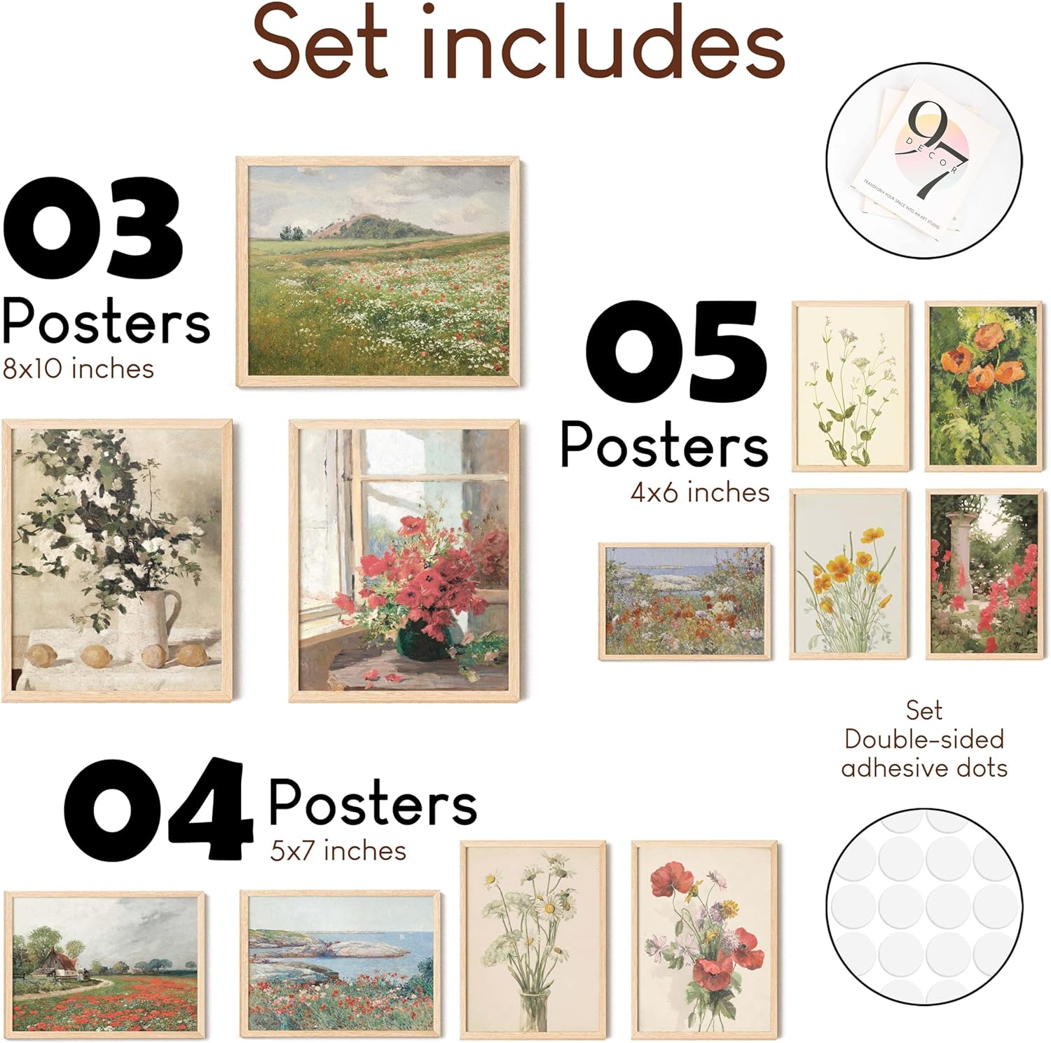 97 Decor Floral Wall Art  Vintage Floral Prints for Wall Decor Flower Poster for Room Aesthetic Vintage Prints French Garden Painting Spring Landscape Botanical Art Wildflower Decor 8x10 Unframed