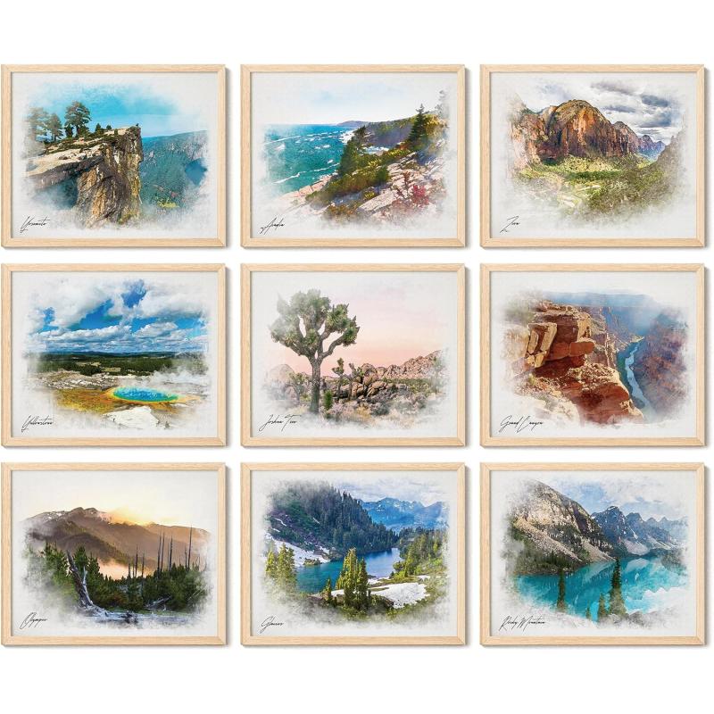 97 DECOR National Forest Parks Posters  Vintage Travel Decor National Retro Park Wall Art Nature Landscape Art Prints Nursery Decor Smoky Mountains Pictures for Bedroom Decorations 8x10 UNFRAMED