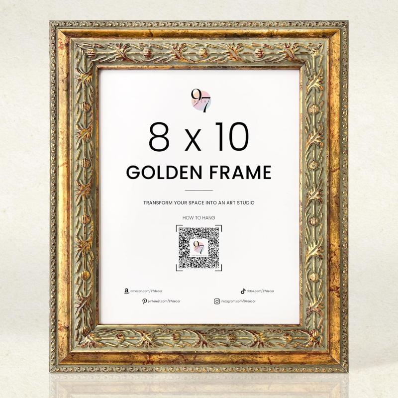 97 Decor 8x10 Vintage Picture Frame  8x10 Picture Frame Gold Vintage 8x10 Gold Frame For Posters Rustic 8x10 Frame Wall Hanging For Home Decor