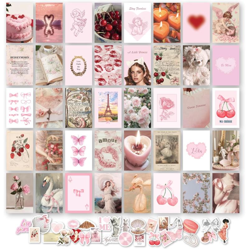 97 Decor Pink Coquette Room Decor Aesthetic  Girly Coquette Wall Decor Light Pink Posters for Room Aesthetic Pictures Vintage Coquette Decor Downtown Collage Kit for Teen Girl Dorm Bedroom 4x6