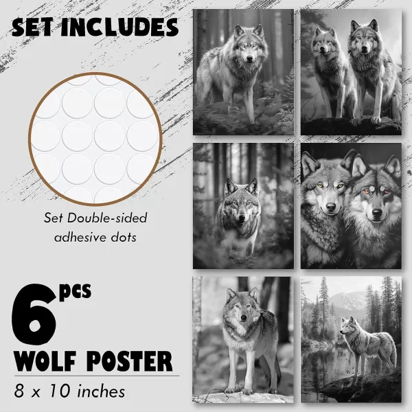 97 DECOR Black Wolf Decor  Wolf Poster Prints Wolf Wall Decor Art White Wolf Pictures for Home Wolf Decorations for Bedroom Grey Wolves Photo Wildlife Animal Posters for Boys Room 8x10 UNFRAMED
