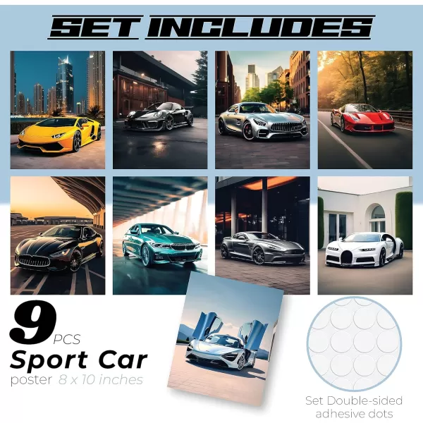 97 DECOR Super Car Posters for Boys Room  Modern Car Wall Art Prints Sport Car Poster for Men Racing Car Room Decor for Teen Boys Bedroom Cool Supercars Artwork Pictures Decoration 8x10 UNFRAMED