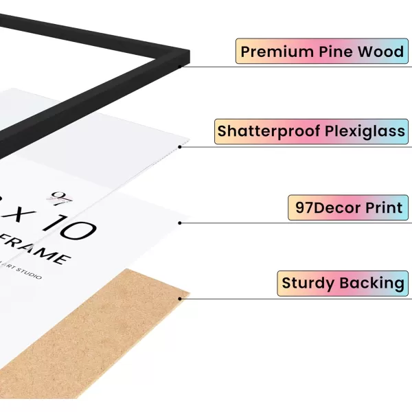 97 Decor Black 8x10 Picture Frame Single  8x10 Wood Frame For Wall Hanging 8x10 Black Frame With Plexiglass Natural Wood Photo Frame 8x10 1 Pack