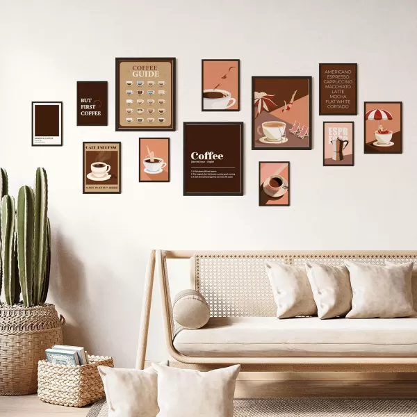 97 Decor Coffee Wall Art  Modern Coffee Bar Decor Vintage Coffee Print Brown Retro Coffee Shop Decor Cute Coffee Bar Cart Posters Drink Pictures for Kitchen Cafe Shop Decorations 8x10 Unframed
