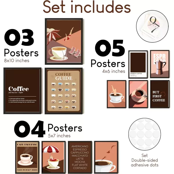 97 Decor Coffee Wall Art  Modern Coffee Bar Decor Vintage Coffee Print Brown Retro Coffee Shop Decor Cute Coffee Bar Cart Posters Drink Pictures for Kitchen Cafe Shop Decorations 8x10 Unframed