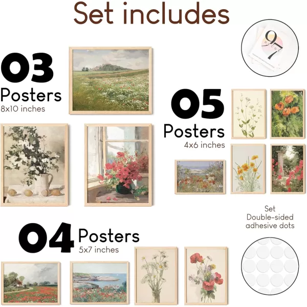 97 Decor Floral Wall Art  Vintage Floral Prints for Wall Decor Flower Poster for Room Aesthetic Vintage Prints French Garden Painting Spring Landscape Botanical Art Wildflower Decor 8x10 Unframed