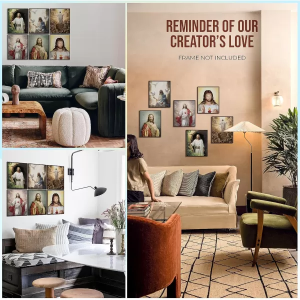 97 Decor Jesus Pictures for Wall  Jesus Poster Of Christ Jesus Wall Art Prints Catholic Sacred Heart Of Jesus Wall Decor Religious Lds Pictures Of Jesus God Portrait Paintings 8x10 UNFRAMED