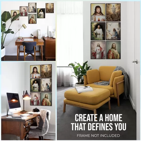 97 Decor Jesus Pictures for Wall  Jesus Poster Of Christ Jesus Wall Art Prints Catholic Sacred Heart Of Jesus Wall Decor Religious Lds Pictures Of Jesus God Portrait Paintings 8x10 UNFRAMED