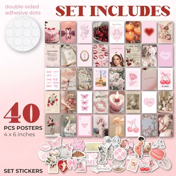 97 Decor Pink Coquette Room Decor Aesthetic  Girly Coquette Wall Decor Light Pink Posters for Room Aesthetic Pictures Vintage Coquette Decor Downtown Collage Kit for Teen Girl Dorm Bedroom 4x6
