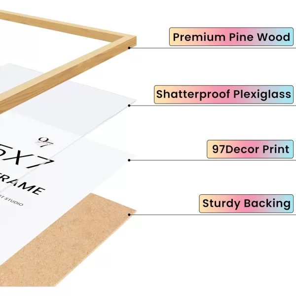 97 Decor Wooden Picture Frames 5x7  Beige 5x7 Frame Wood Wood Frame 5x7 Wall Hanging 5x7 Photo Frames With Plexiglass 3 Pack
